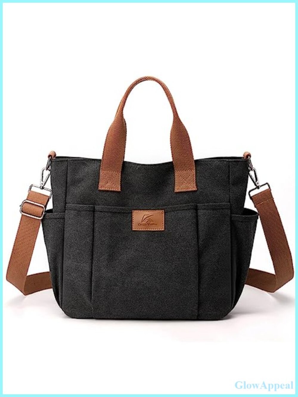 Canvas Tote Bag Lightweight Work Handbag Travel Crossbody Purse Water Bottle